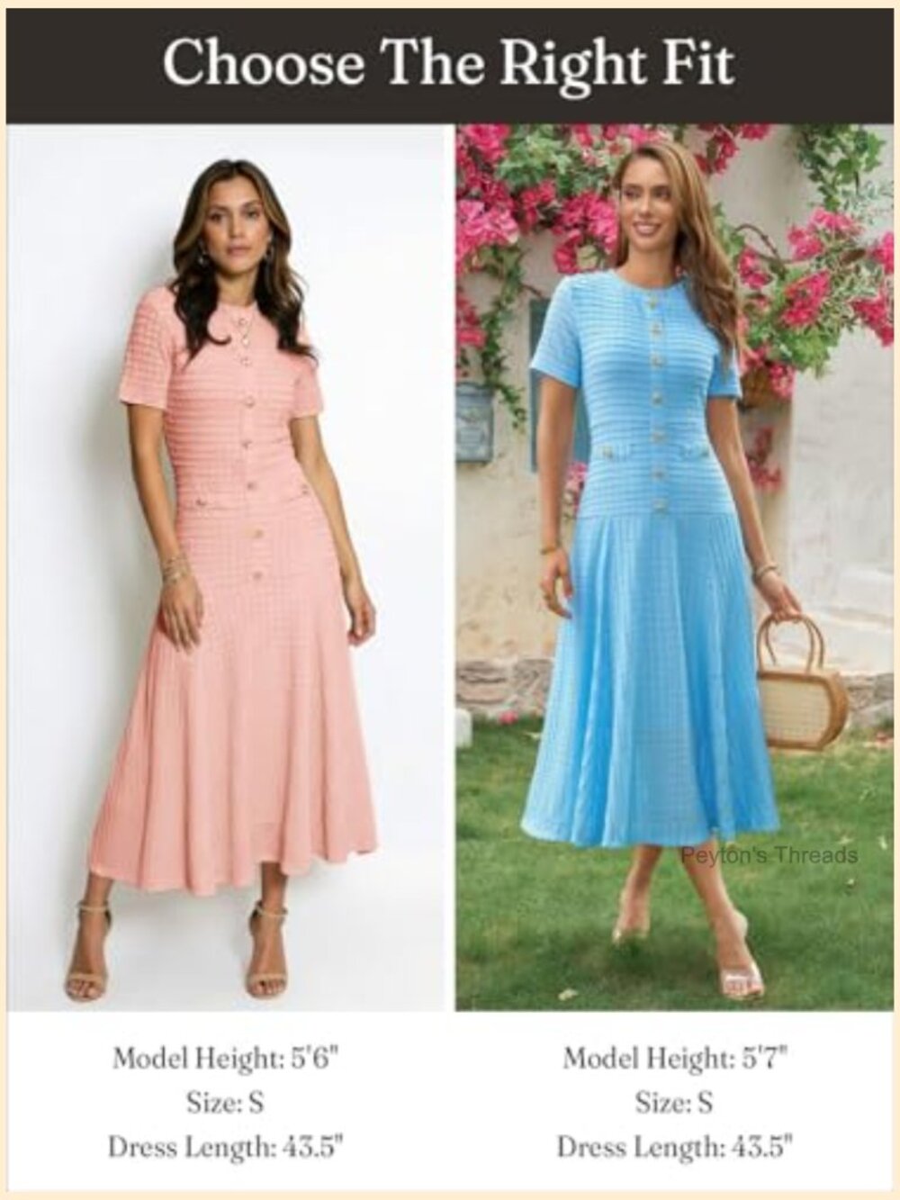 Textured Slim Fit Midi Dress with Short Sleeves and Crewneck - Picture 6 of 7